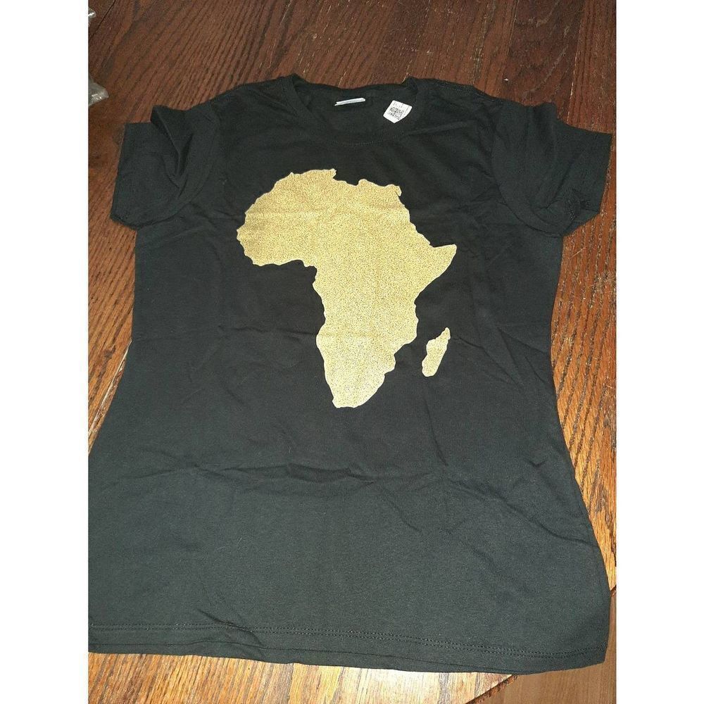 New Small Africa Shirt African Map Short Sleeve Crew Neck Cotton Tee T-Shirt Top